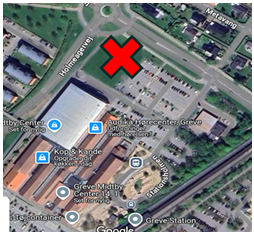 Et googlemap foto af cirkuspladsen ved Greve Midtby Center