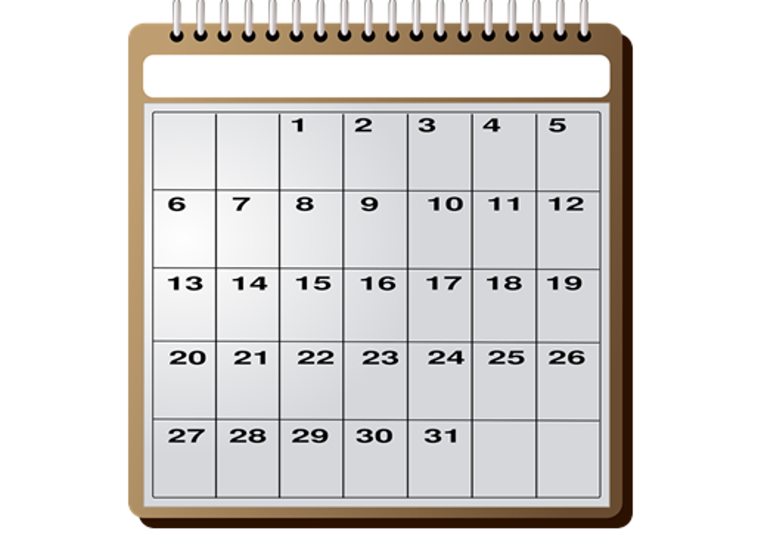 illustration af en kalender, der viser en hel måned