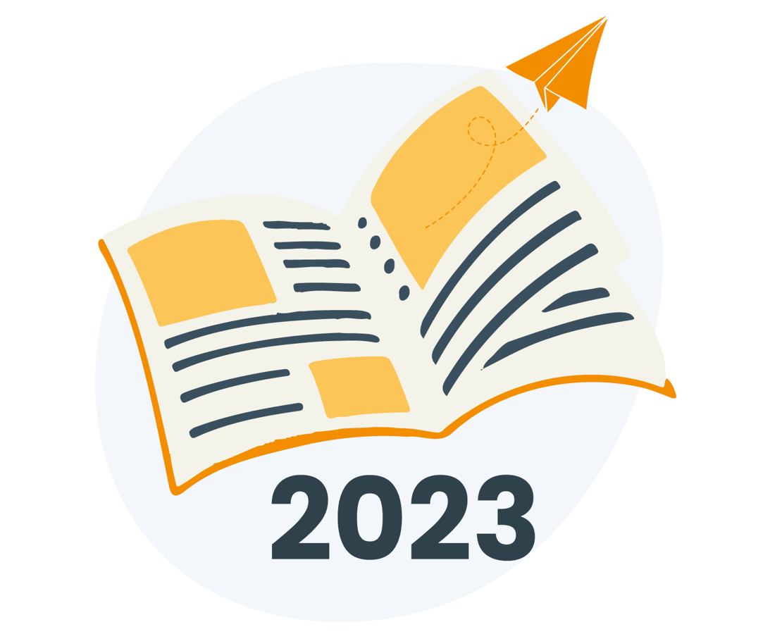 Magasin med papirfly og årstallet 2023