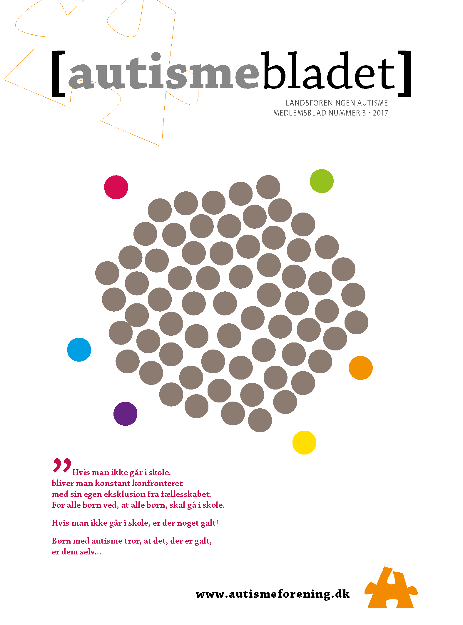 Forside af Autismebladet 2017 nr. 3 med temaet Inklusion