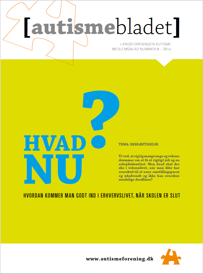 Forside af Autismebladet 2014, nr. 8, tema: Beskæftigelse
