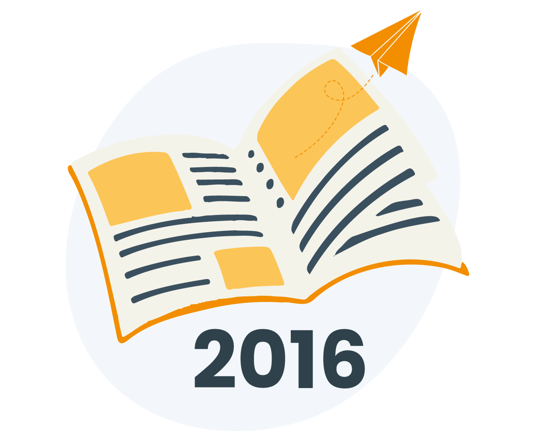 Magasin med papirfly og årstallet 2016