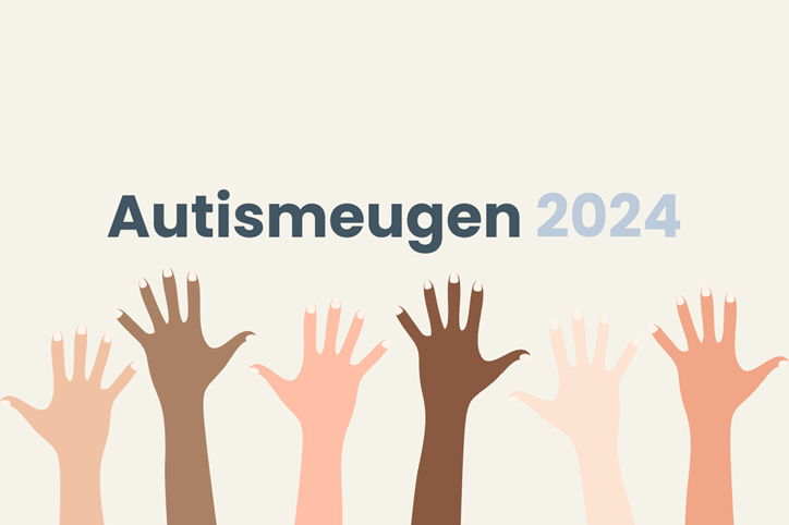 Autismeugen 2024 hænder i forskællige farver der rækker hånden op