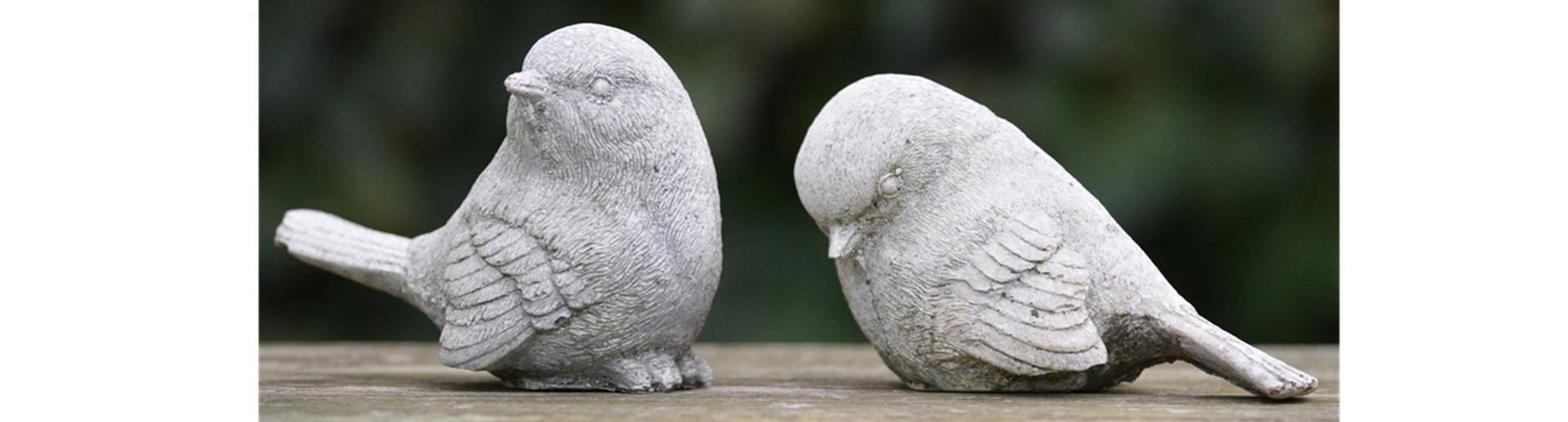 To stenfugle. Den ene drejer hovedet væk, den anden bøjer hovedet, som var den ked af det.