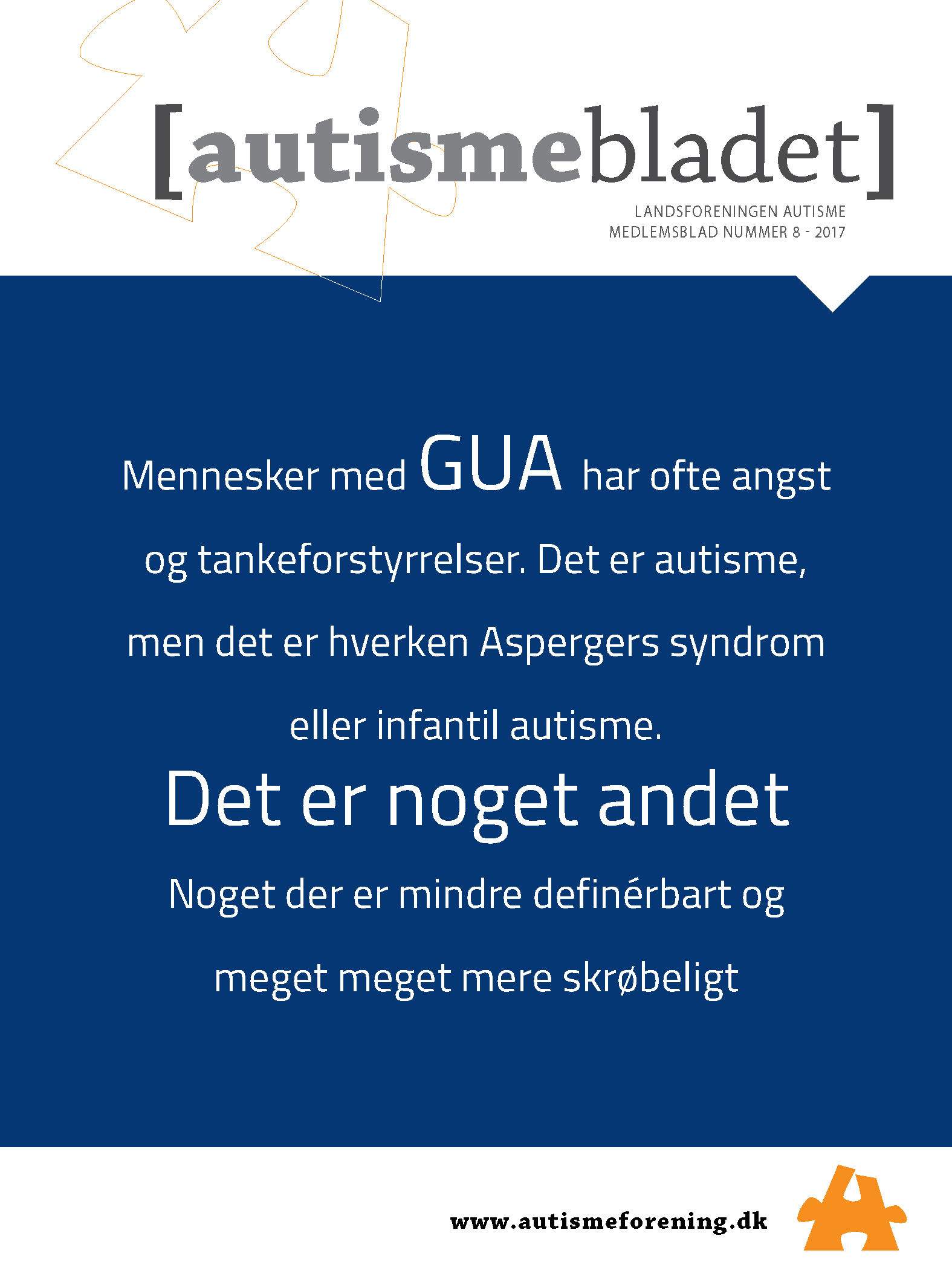 Forside af Autismebladet 2017, nr. 8, tema: GUA