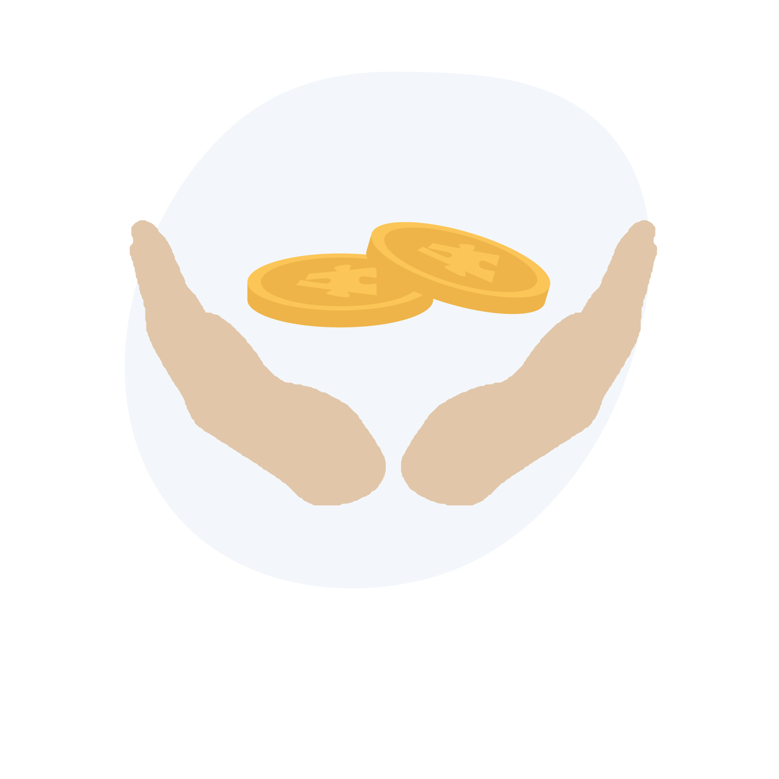 Hænder der holder mønter op