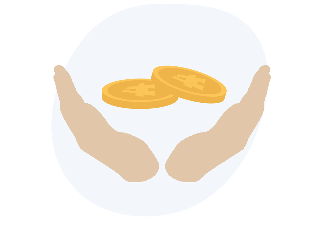 Hænder der holder mønter op