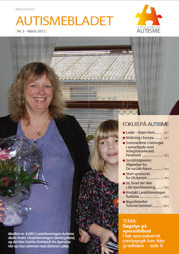 Forside af Autismebladet 2012 nr. 3 med temaet: Søgelys på special tilbud