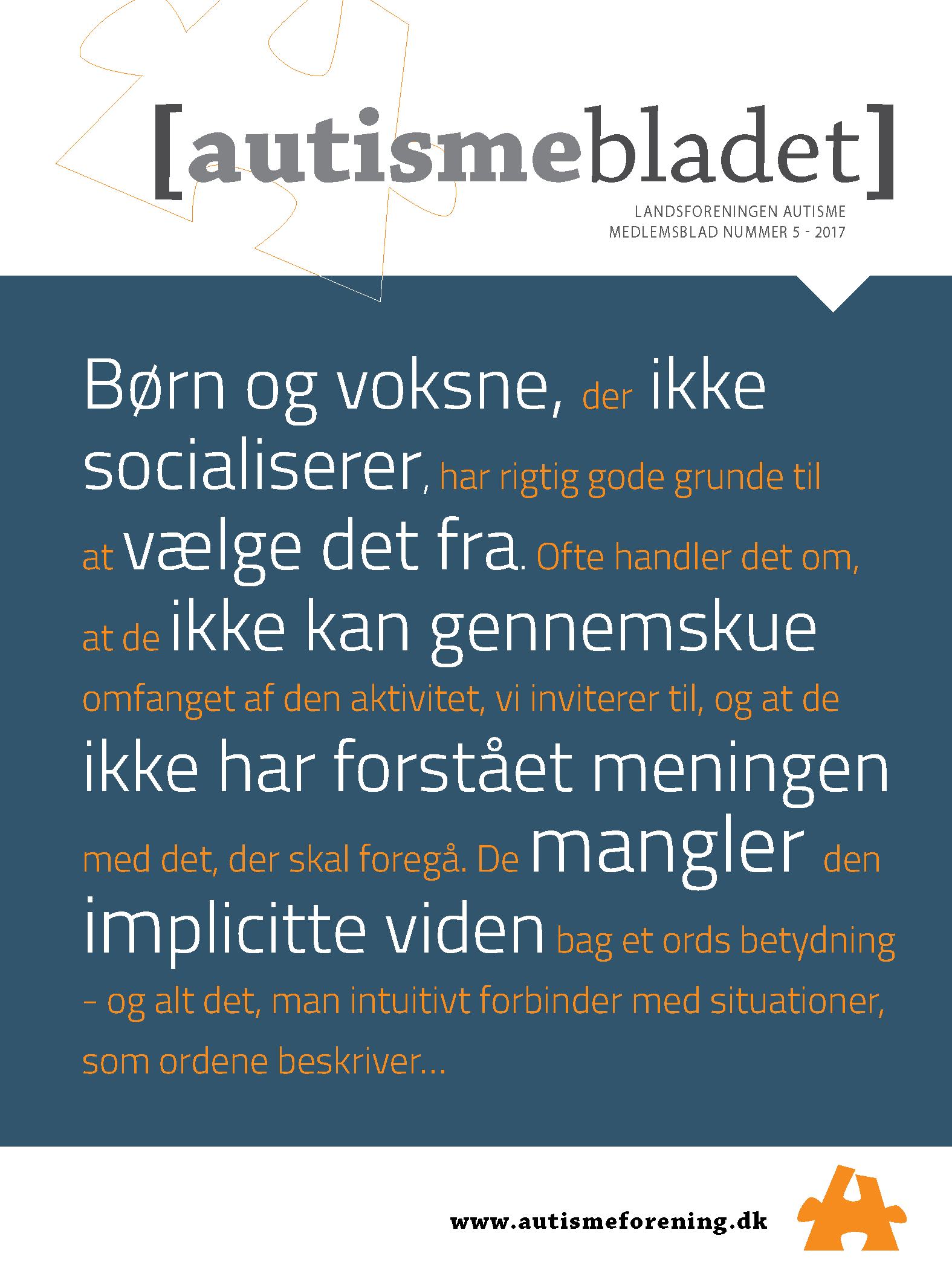 Forside af Autismebladet 2017, nr 5 med temaet: Sociale Historier
