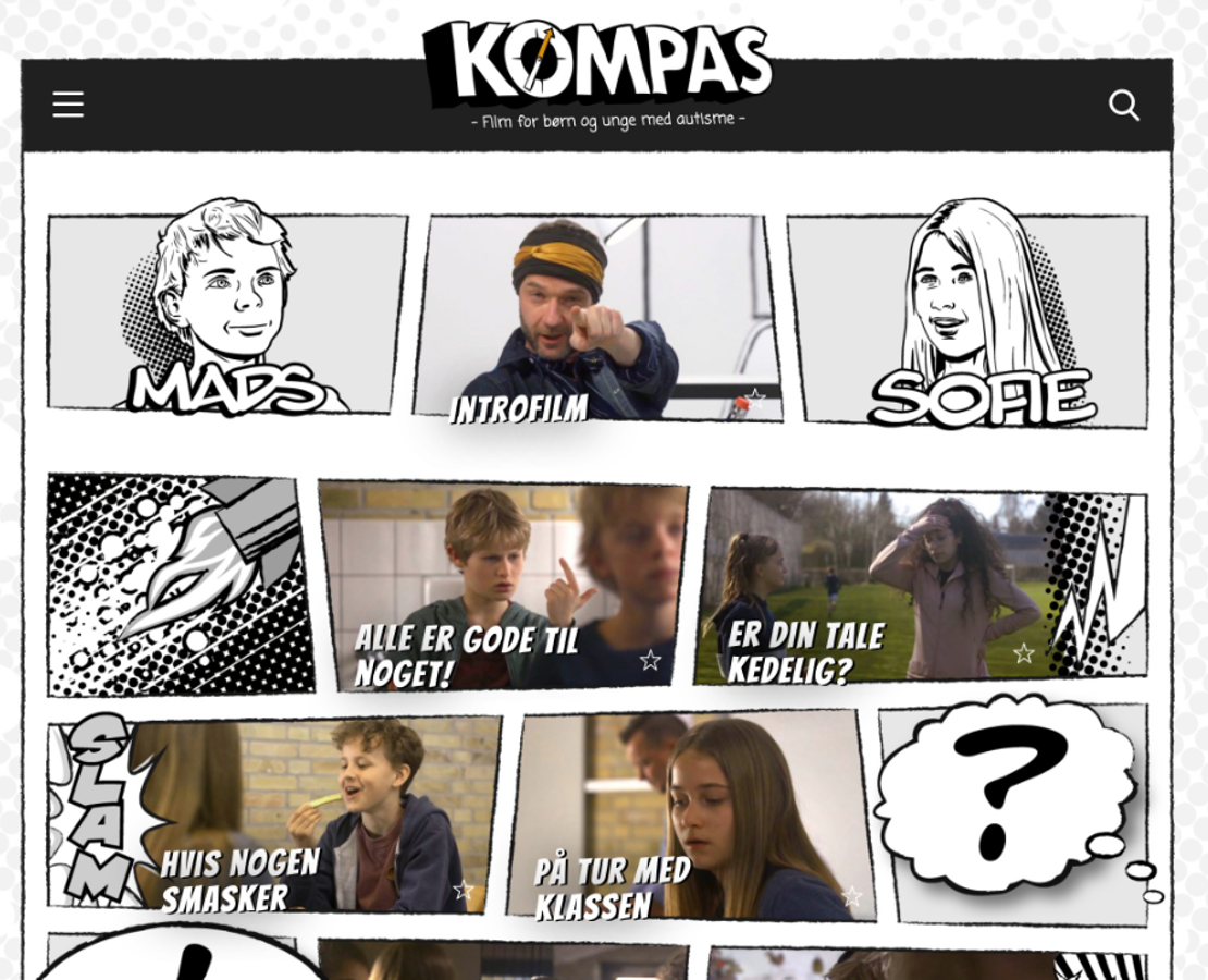Billedet viser filmoversigtssiden på hjemmesiden kompasfilm.dk