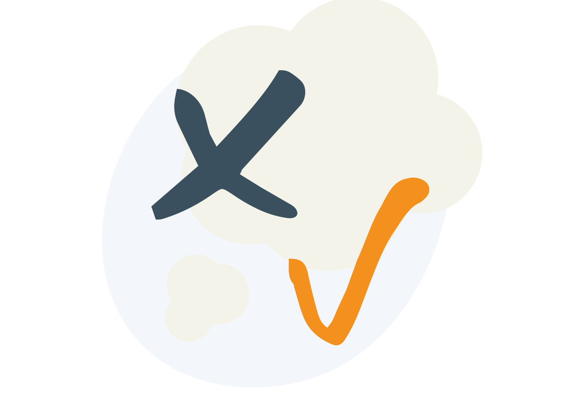 En tænkeboble med et kryds og et flueben