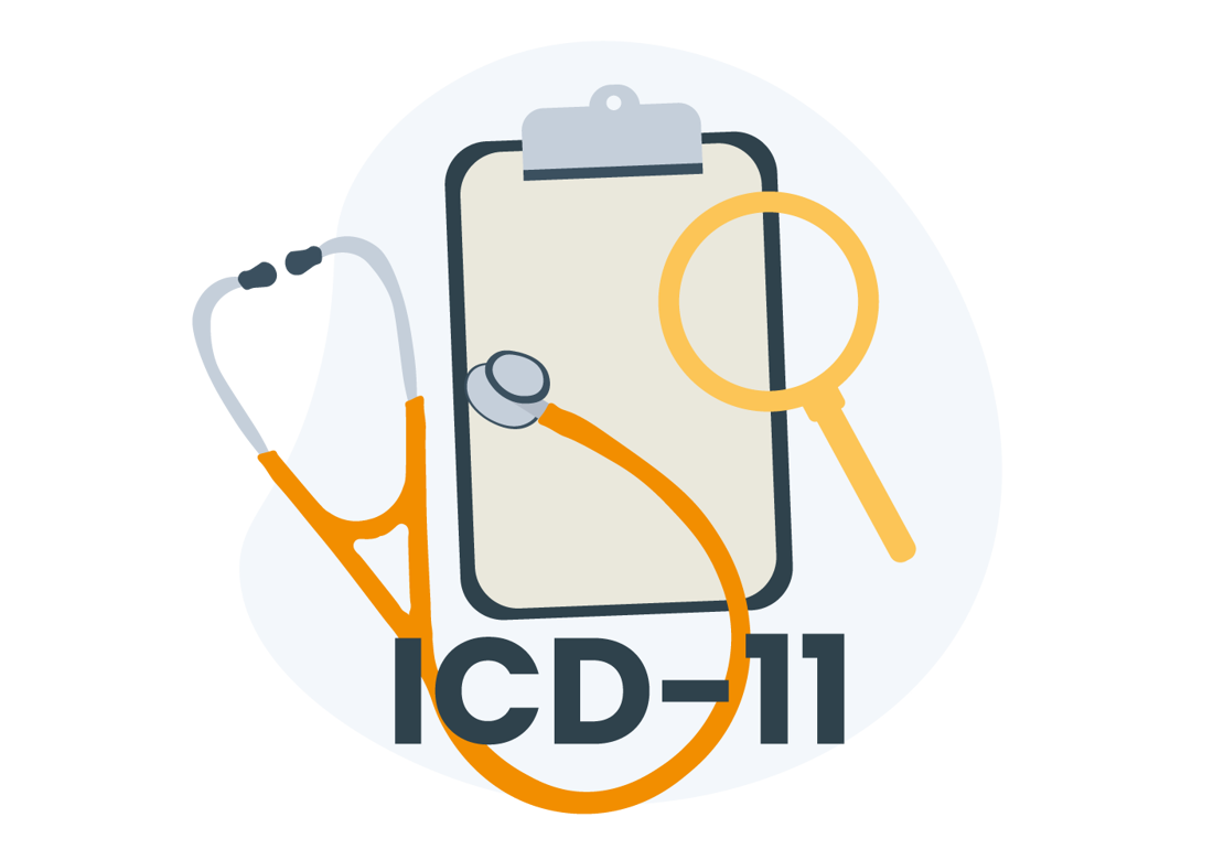 Et clipboard med et forstørrelsesglas og stetoskop