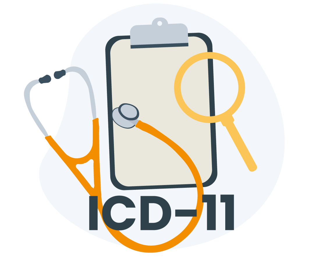 Et clipboard med et forstørrelsesglas og stetoskop