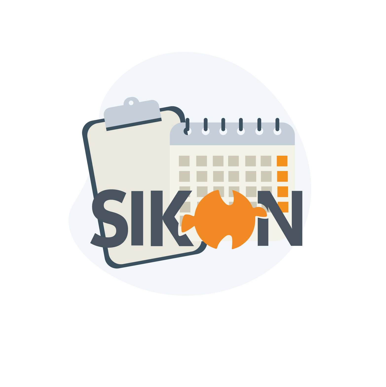 Sikon Logo med en kalender og et clipboard