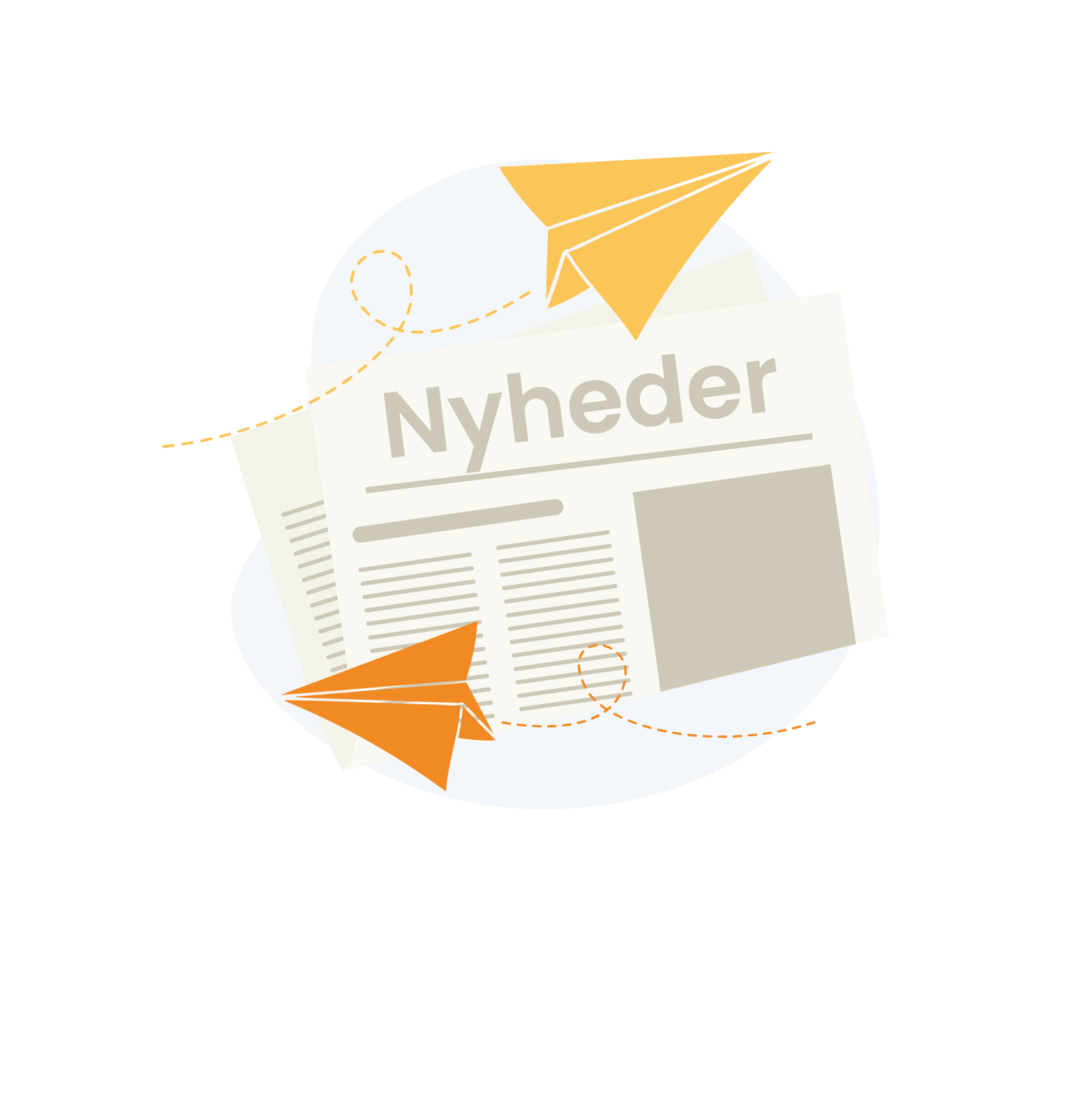 En avis og to papirfly