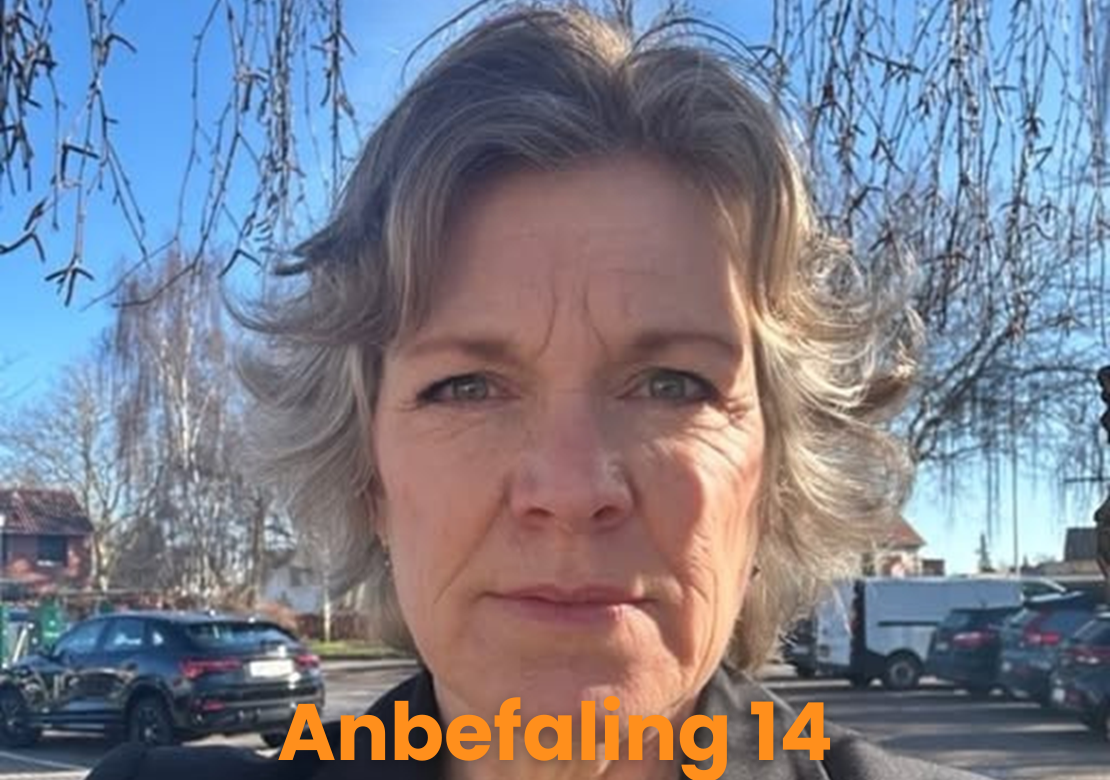 Autismeforeningens formand, Karina Bundgaard. Nedenfor teksten: Anbefaling 14.