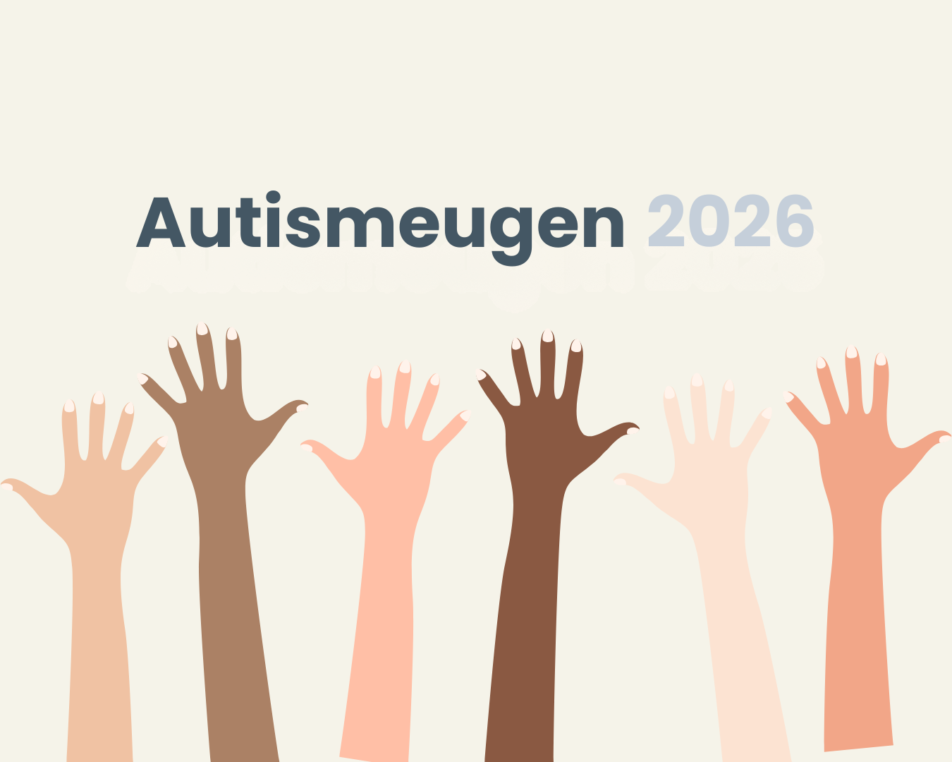 Grafik af hænder rakt i vejret. Overskrift: Autismeugen 2026