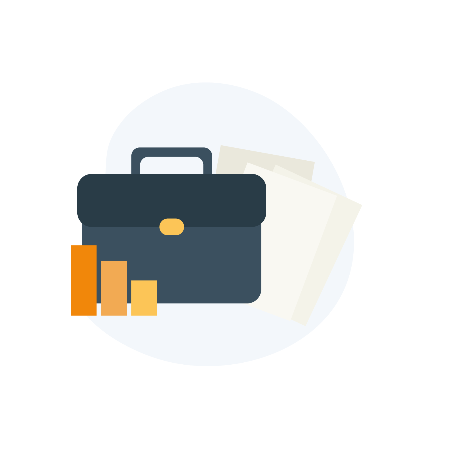 En attachemappe papirer og grafer