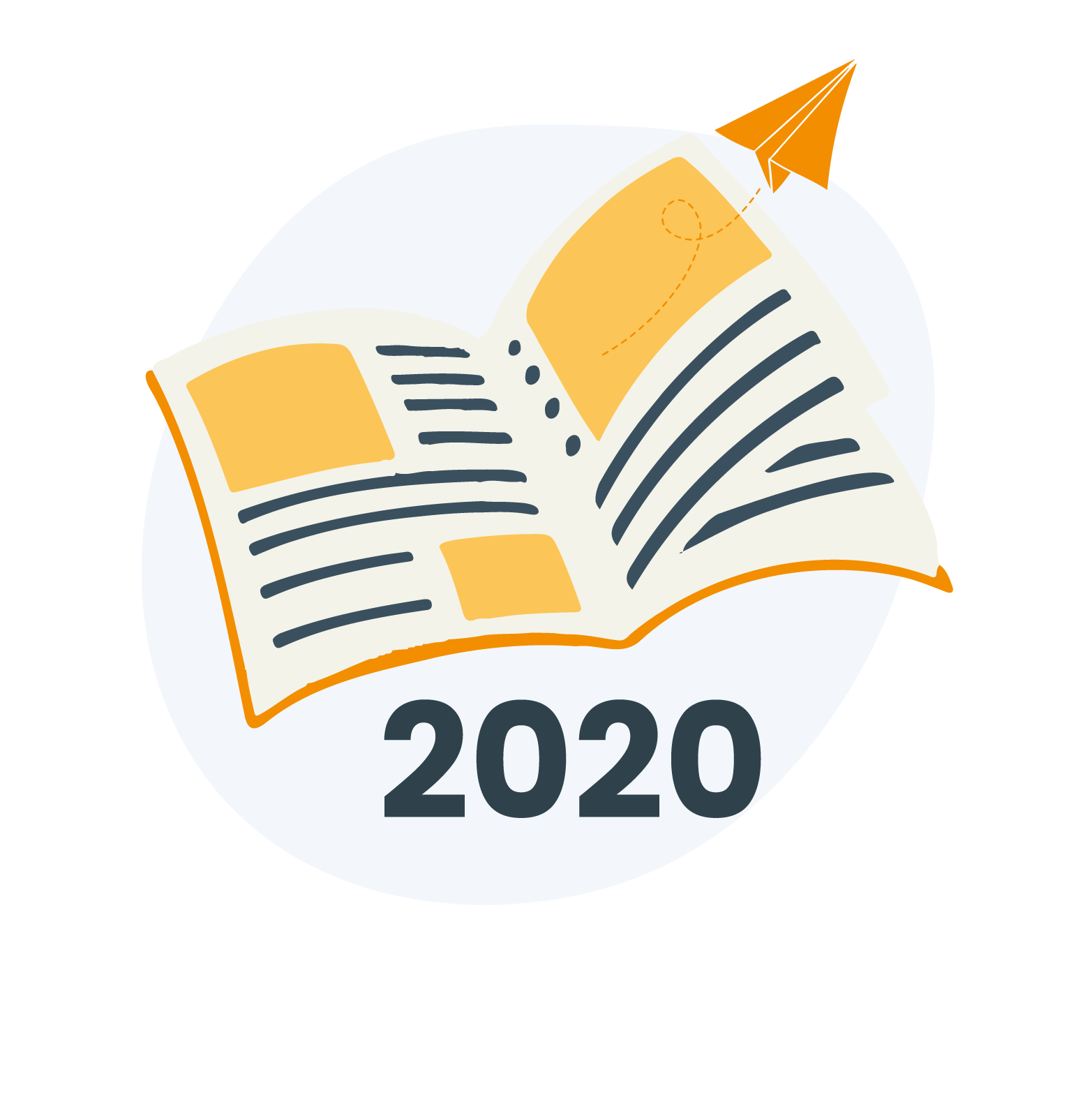 Magasin med papirfly og årstallet 2020