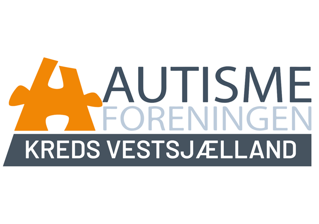 Autismeforeningens logo ved siden af teksten: Autismeforeningen. Nedenunder teksten: Kreds Vestsjælland