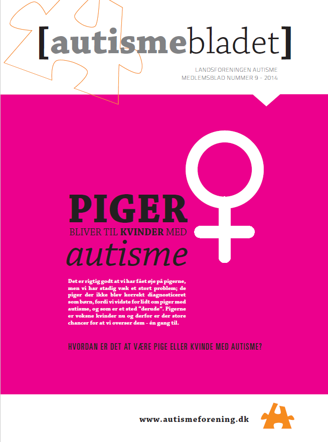 Forside af Autismebladet 2014, nr. 8, tema: PIGER bliver til KVINDER med autisme