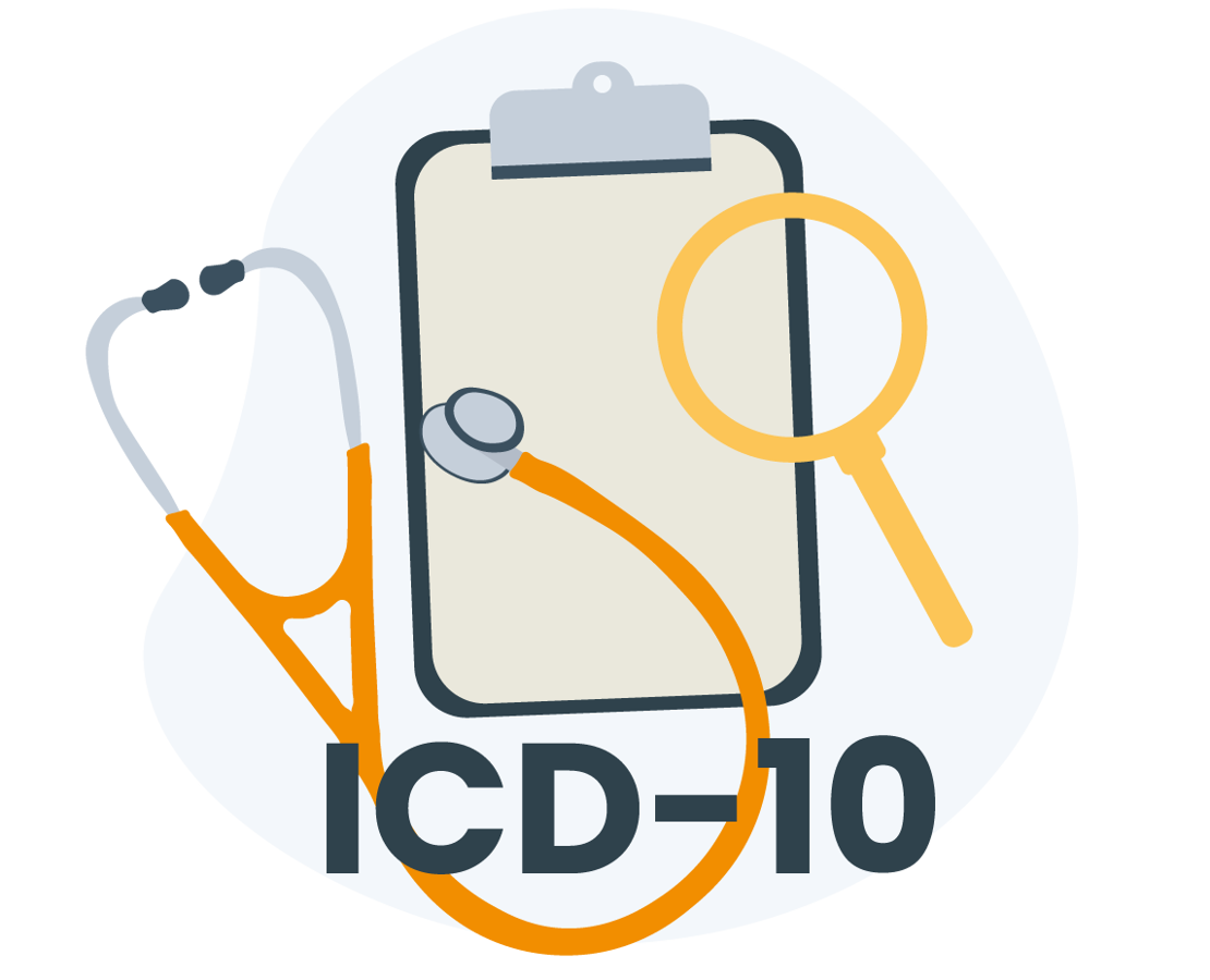 Et clipboard med et forstørrelsesglas og stetoskop