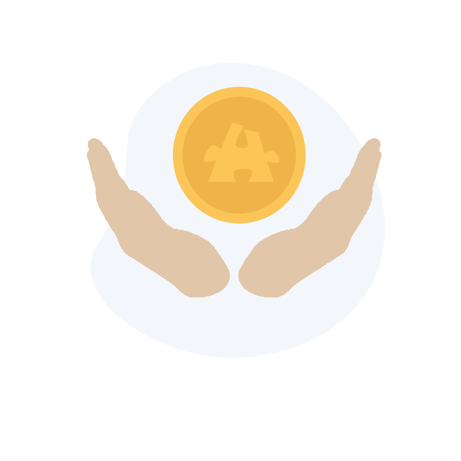 Hænder der holder en mønt op