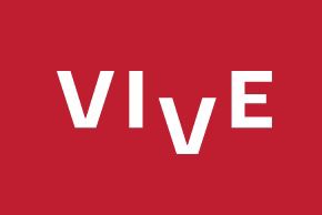 Rød baggrund, hvid tekst: VIVE