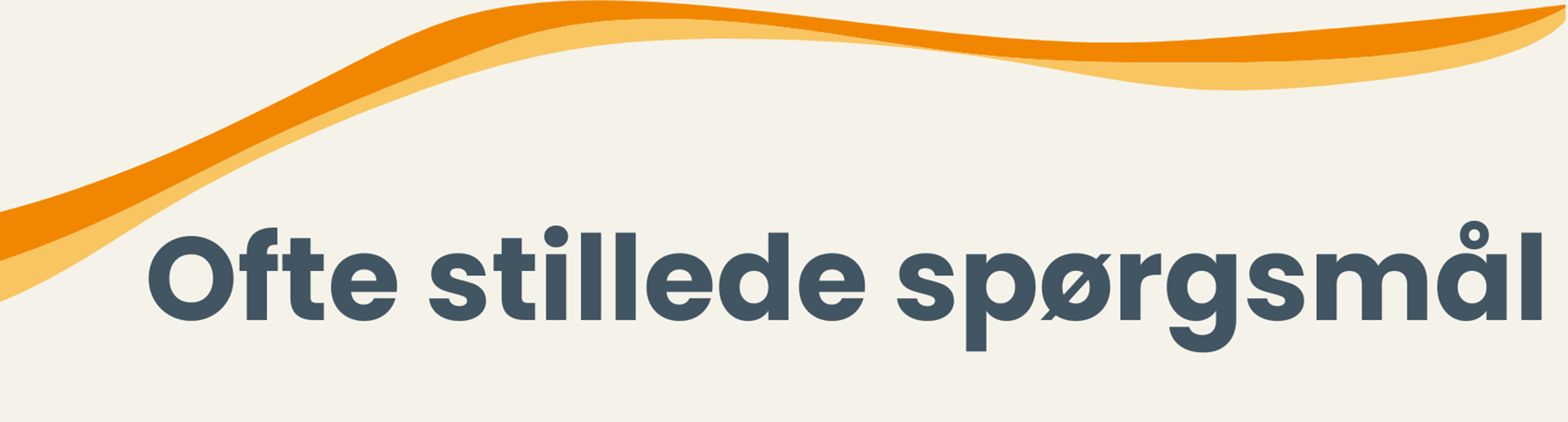 Teksten: Ofte stillede spørgsmål skrevet i mærkeblåt på beige baggrund.