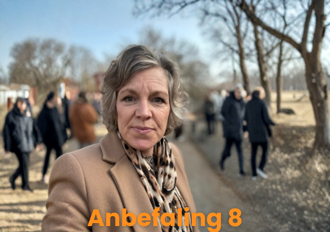 Autismeforeningens formand, Karina Bundgaard. Nedenfor teksten: Anbefaling 8.