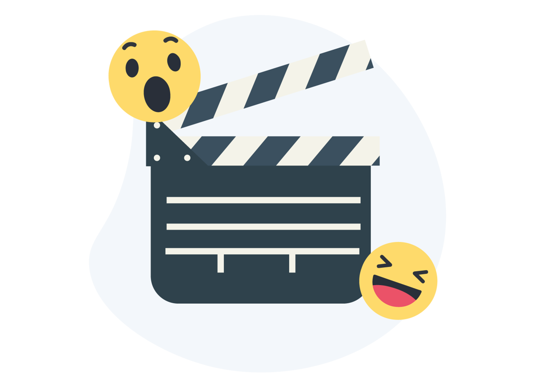 klaptræ med overrasket og glad emoji