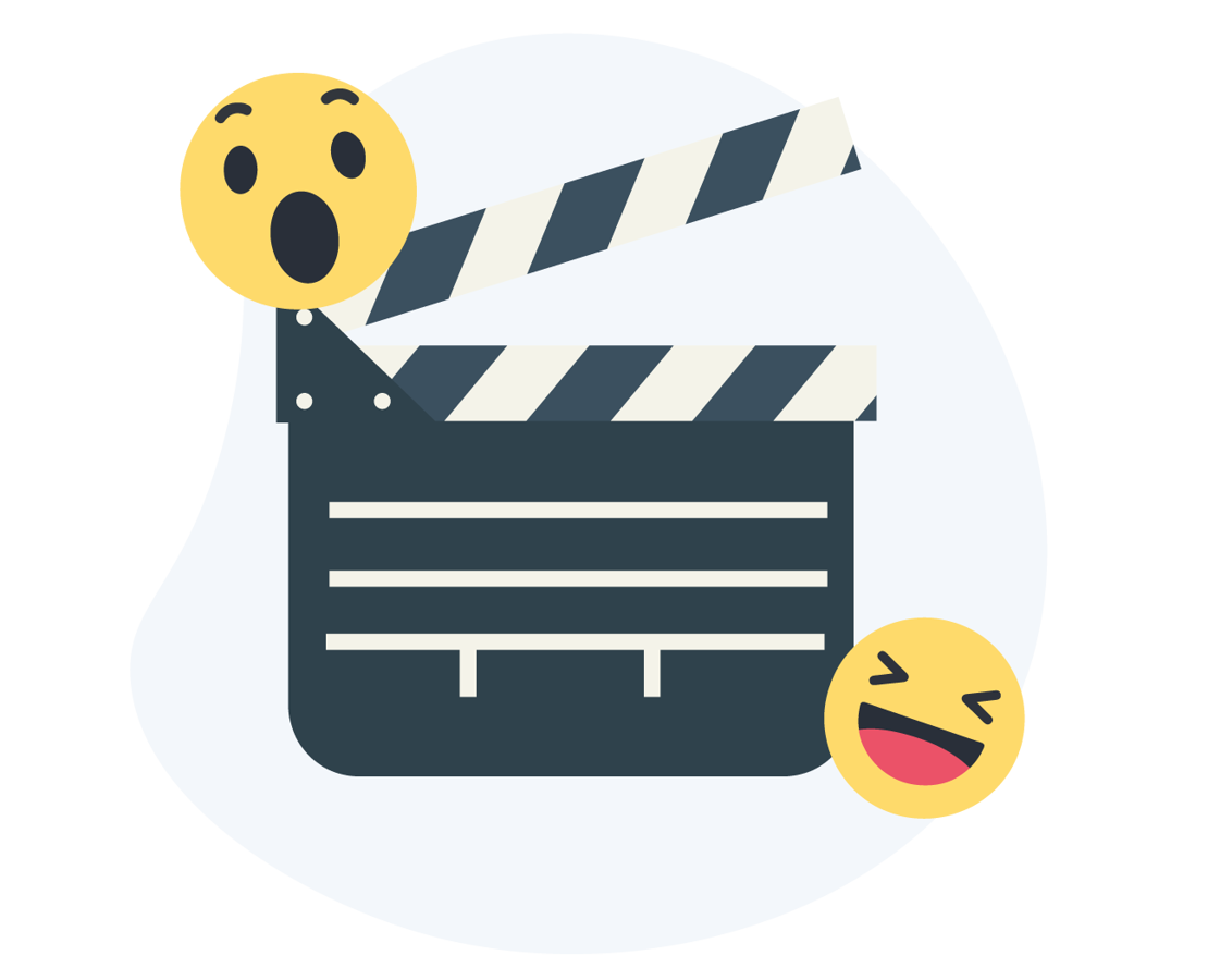 klaptræ med overrasket og glad emoji