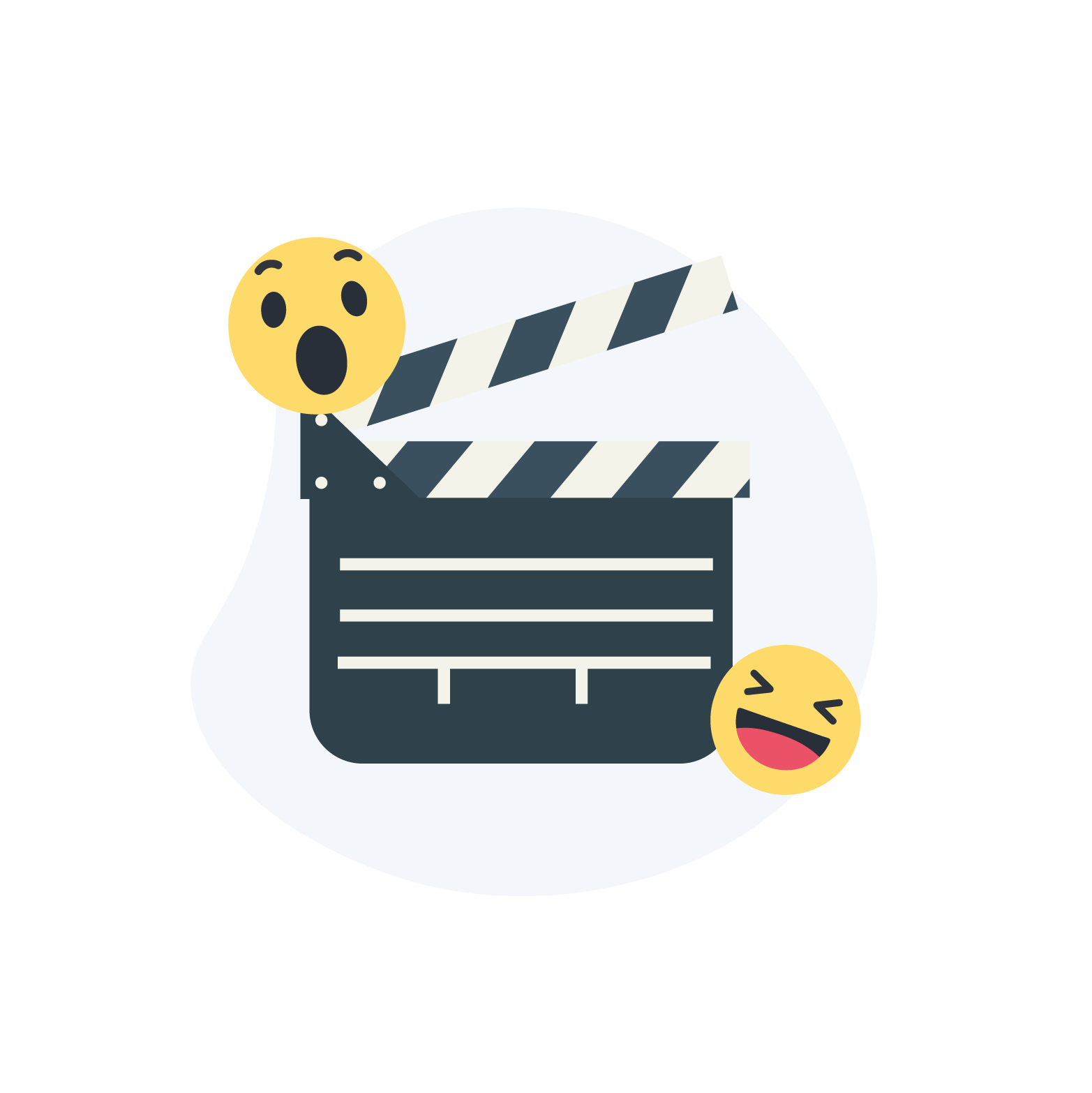 klaptræ med overrasket og glad emoji