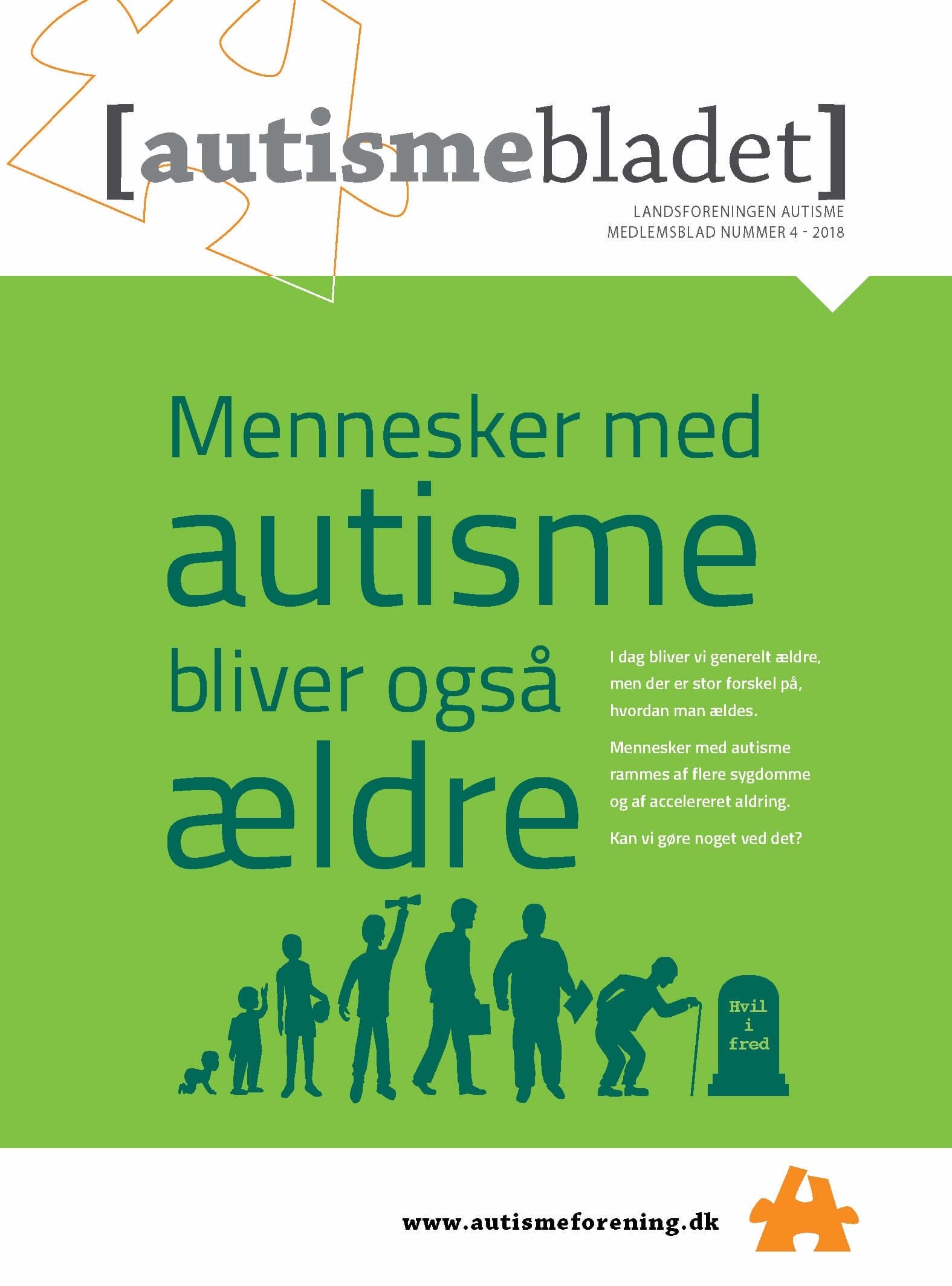 Forside af Autismebladet 2018, nr. 4 med temaet Autisme og aldring