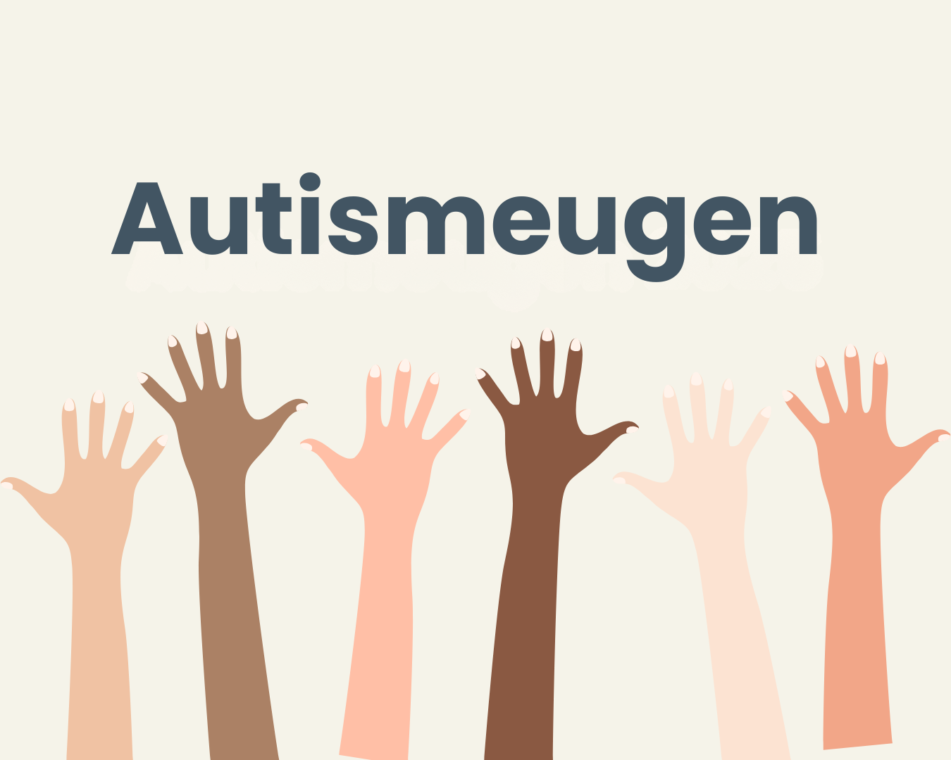 Grafik af hænder rakt i vejret. Overskrift: Autismeugen